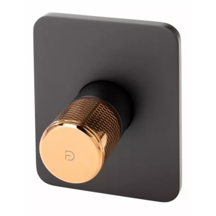 Baterie de duș FDesign Ardesia, incastrată, 1 ieșire, mat, negru / cupru