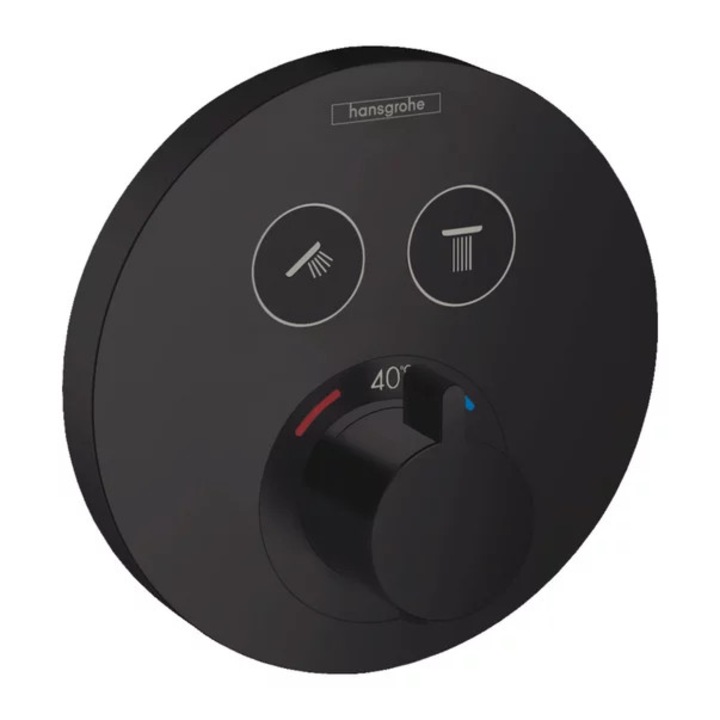 Baterie duș încastrată Hansgrohe ShowerSelect S, 2 funcții, negru mat, montare pe perete