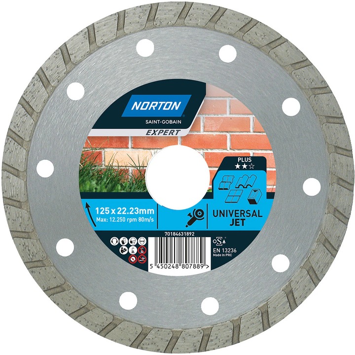 Disc diamantat pentru fierastrau NORTON, 125 x 22 mm, metal, gri