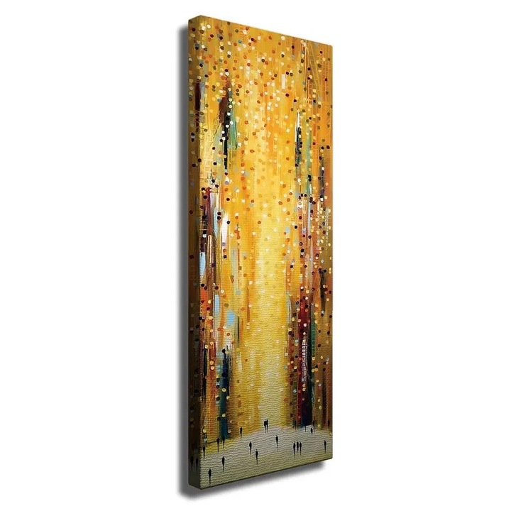 Tablou decorativ Re-Bloom, model abstract, lemn/panza, multicolor, 30 x 80 cm