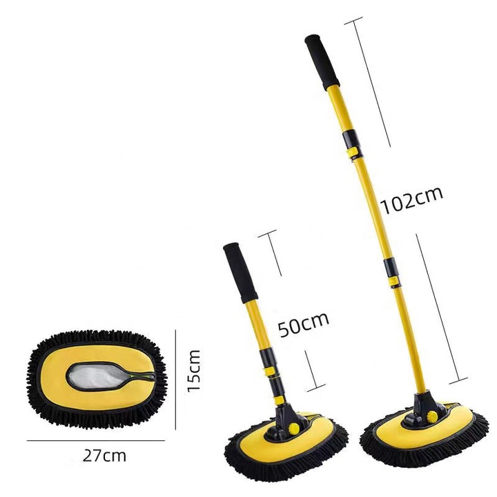 Mop telescopic pentru spalat masini cu rotire flexibila 180°– curatare rapida, fara efort si fara zgarieturi
