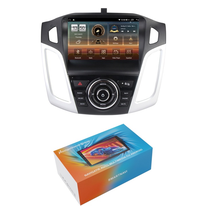 Navigatie SmartNavi cu Android Ford Focus III 2011 - 2018, 4GB RAM, Radio GPS Dual Zone, Display HD QLED 9", Carplay si Android Auto, Wi-Fi si slot SIM 4G, Bluetooth, MirrorLink, USB