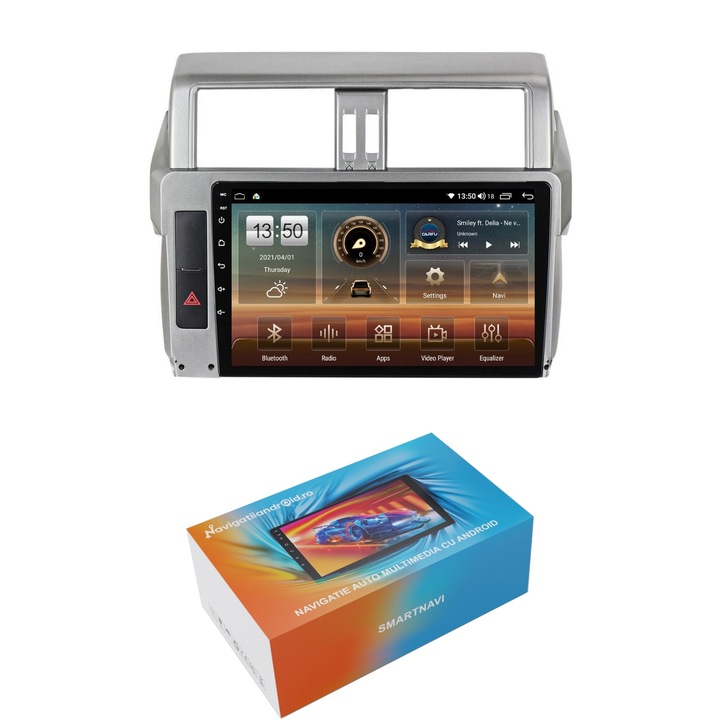 Navigatie SmartNavi cu Android Toyota Land Cruiser Prado J150 2013 - 2017, 4GB RAM, Radio GPS Dual Zone, Display HD QLED 10", Carplay si Android Auto, Wi-Fi si slot SIM 4G, Bluetooth, MirrorLink, USB