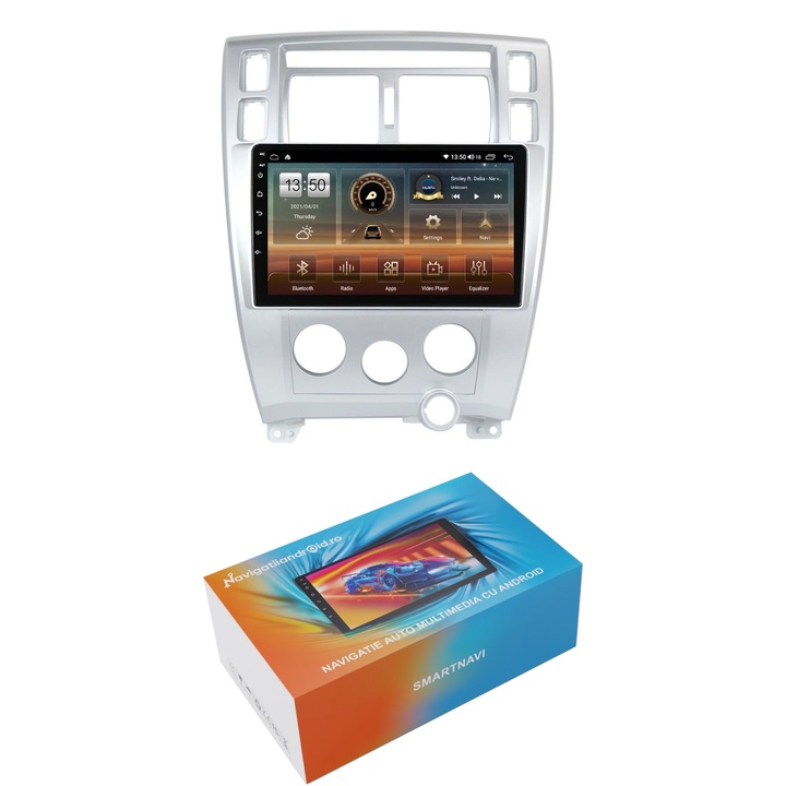 Navigatie SmartNavi cu Android Hyundai Tucson 2004 - 2011, 4GB RAM, Radio GPS Dual Zone, Display HD QLED 10", Carplay si Android Auto, Wi-Fi si slot SIM 4G, Bluetooth, MirrorLink, USB
