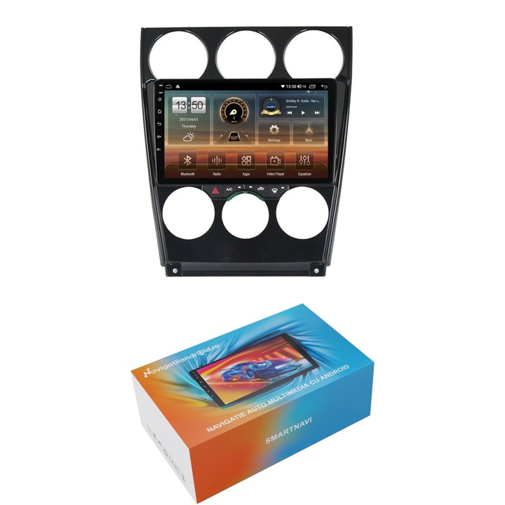 Navigatie SmartNavi cu Android Mazda 6 2002 - 2008, 4GB RAM, Radio GPS Dual Zone, Display HD QLED 9", Carplay si Android Auto, Wi-Fi si slot SIM 4G, Bluetooth, MirrorLink, USB