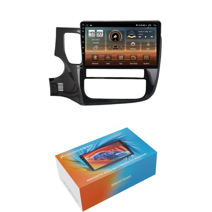 Navigatie SmartNavi cu Android Mitsubishi Outlander III 2012 - 2019, 4GB RAM, Radio GPS Dual Zone, Display HD QLED 10", Carplay si Android Auto, Wi-Fi si slot SIM 4G, Bluetooth, MirrorLink, USB