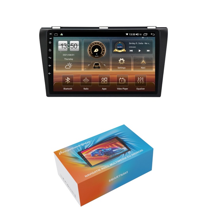 Navigatie SmartNavi cu Android Mazda 3 2003 - 2009, 4GB RAM, Radio GPS Dual Zone, Display HD QLED 9", Carplay si Android Auto, Wi-Fi si slot SIM 4G, Bluetooth, MirrorLink, USB