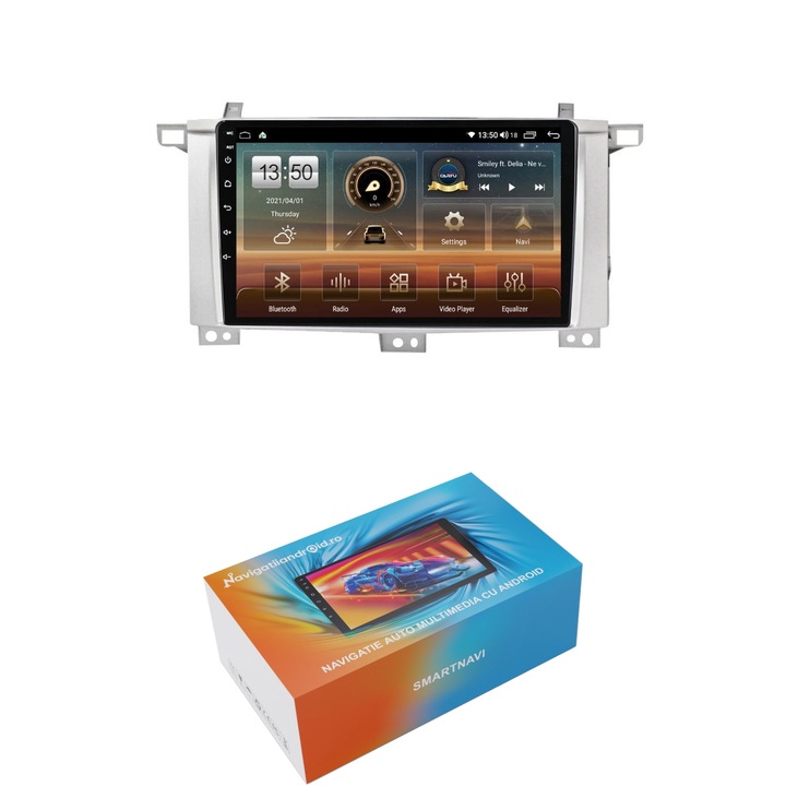 Navigatie SmartNavi cu Android Toyota Land Cruiser J100 2002 - 2008, 4GB RAM, Radio GPS Dual Zone, Display HD QLED 9", Carplay si Android Auto, Wi-Fi si slot SIM 4G, Bluetooth, MirrorLink, USB