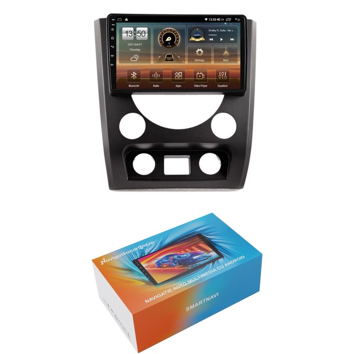 Navigatie SmartNavi cu Android Ssangyong Rexton 2012 - 2017, 4GB RAM, Radio GPS Dual Zone, Display HD QLED 9", Carplay si Android Auto, Wi-Fi si slot SIM 4G, Bluetooth, MirrorLink, USB