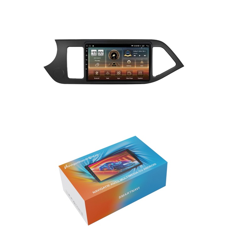 Navigatie SmartNavi cu Android Kia Picanto II 2011 - 2017, 4GB RAM, Radio GPS Dual Zone, Display HD QLED 9", Carplay si Android Auto, Wi-Fi si slot SIM 4G, Bluetooth, MirrorLink, USB