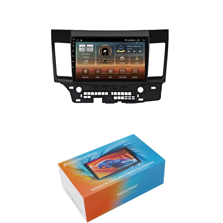 Navigatie SmartNavi cu Android Mitsubishi Lancer dupa 2007, 4GB RAM, Radio GPS Dual Zone, Display HD QLED 10", Carplay si Android Auto, Wi-Fi si slot SIM 4G, Bluetooth, MirrorLink, USB