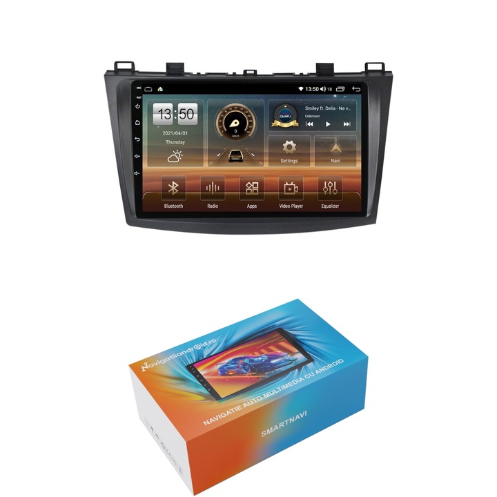 Navigatie SmartNavi cu Android Mazda 3 2009 - 2013, 4GB RAM, Radio GPS Dual Zone, Display HD QLED 9", Carplay si Android Auto, Wi-Fi si slot SIM 4G, Bluetooth, MirrorLink, USB