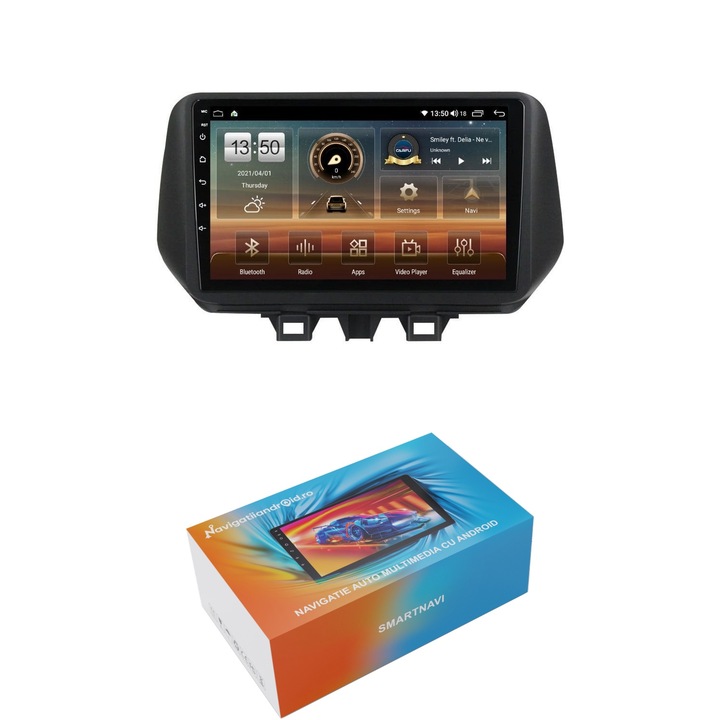 Navigatie SmartNavi cu Android Hyundai Tucson 2018 - 2020, 4GB RAM, Radio GPS Dual Zone, Display HD QLED 10", Carplay si Android Auto, Wi-Fi si slot SIM 4G, Bluetooth, MirrorLink, USB
