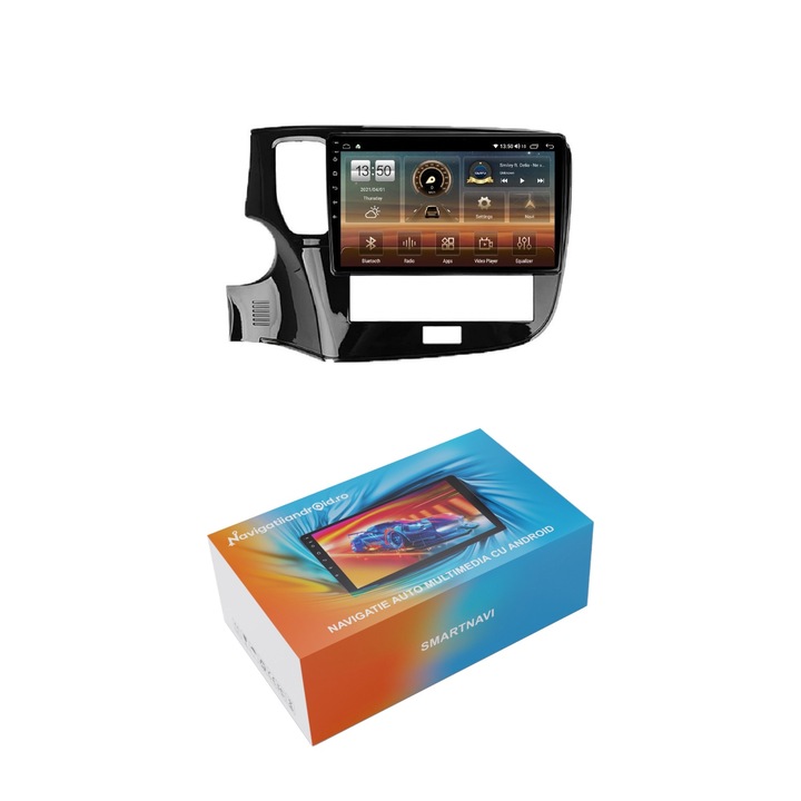 Navigatie SmartNavi cu Android Mitsubishi Outlander III 2019 - 2021, 4GB RAM, Radio GPS Dual Zone, Display HD QLED 10", Carplay si Android Auto, Wi-Fi si slot SIM 4G, Bluetooth, MirrorLink, USB