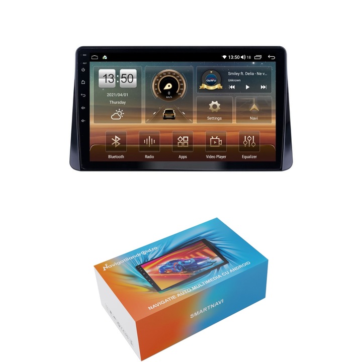 Navigatie SmartNavi cu Android Mitsubishi Eclipse Cross 2017 - 2020, 4GB RAM, Radio GPS Dual Zone, Display HD QLED 10", Carplay si Android Auto, Wi-Fi si slot SIM 4G, Bluetooth, MirrorLink, USB