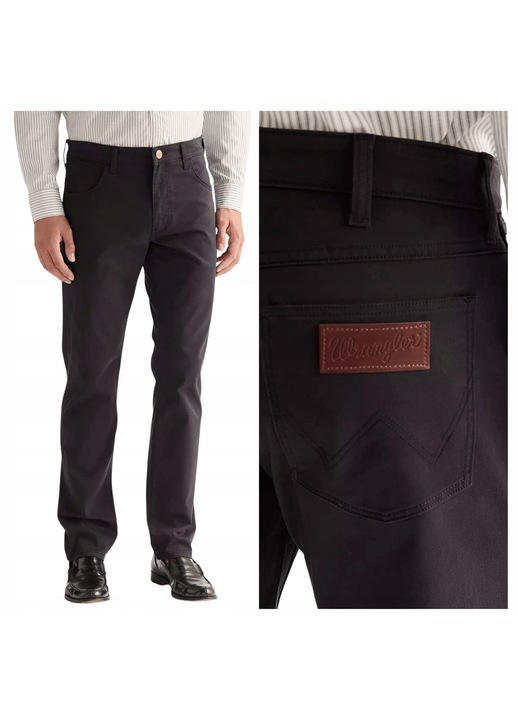 Pantaloni Scurti Barbati, Wrangler, Greensboro, Straight Fit, Talie Joasa, Lungi, 5 Buzunare, Fermoar, Bumbac, Negru, Negru