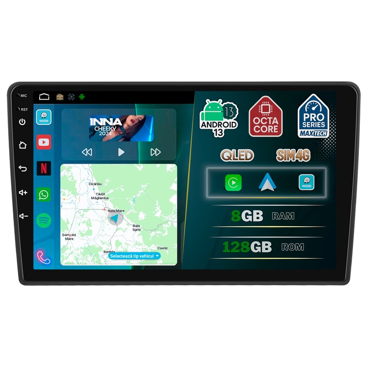 Navigatie Citroen Berlingo II (2015-2018) facelift / Peugeot Partner II (2008-2018) dedicata, MaxTech® PRO SERIES, 8 GB Ram 128 GB Rom OctaCore, Carplay & Android auto, Ecran 9” HD Touch, SIM 4G, GPS