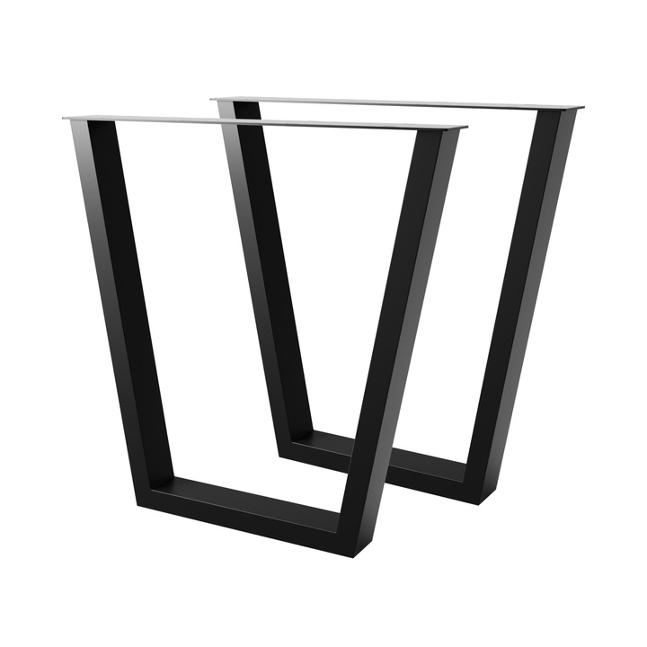 Picioare de masă trapezoidale MetaloPro Atria Lite, 2 bucăți, metal, negru mat, reglabile