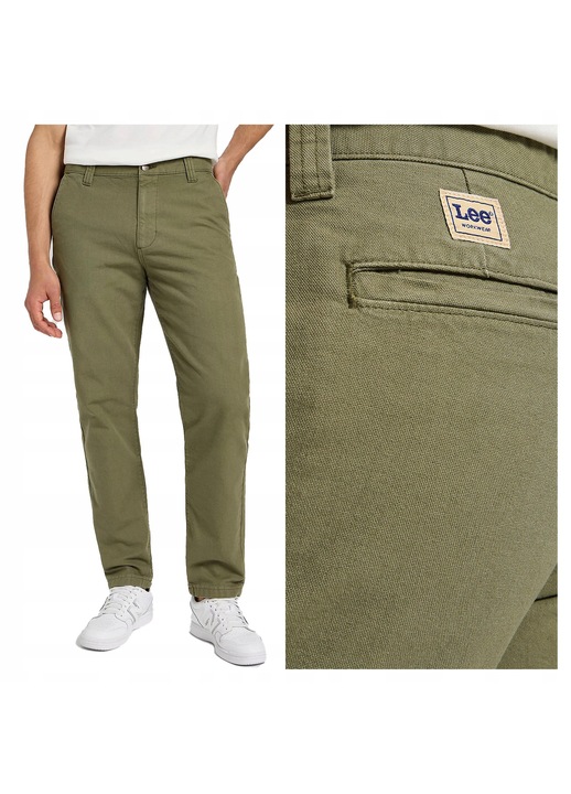 Pantaloni Scurti Barbati, Lee, Relaxed Workwear Chino, Fit, Talie Medie, Lungi, Buzunare, Fermoar, Bumbac, Verde, Verde