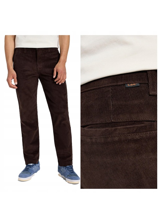 Мъжки къси панталони, Lee, чино, вталени, средна талия, дълги, 4 джоба, цип, памук, Бежов