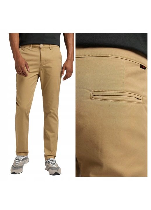 Ferfi rovidnadrag, Lee, Slim Chino, Slim Fit, Kozepes derek, Hosszu, Zsebek, Cipzar, Pamut, 453367, Bézs