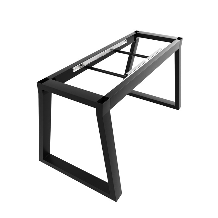 Cadru masa extensibil MetaloPro Nemesis Split trapezoidal metalic, negru, 140x70x72 cm