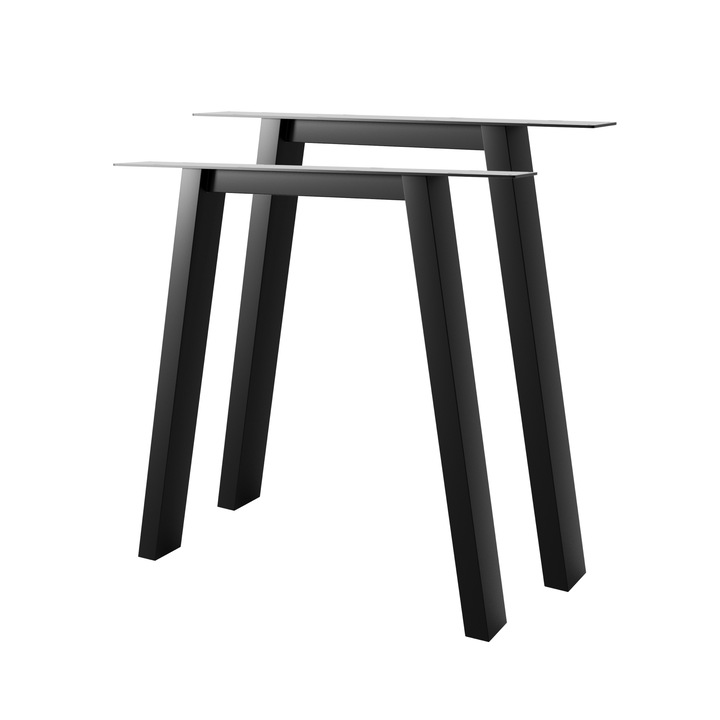 Picioare Masa Trapez MetaloPro Thusia Lite Set 2, Otel Negru Mat, 72 cm