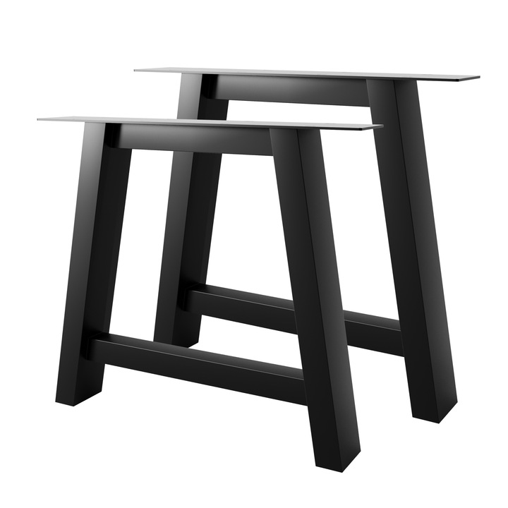 Picioare de Masă Trapezoidale MetaloPro Thusia Lite Extreme A, Set 2 buc, Negru, 72cm