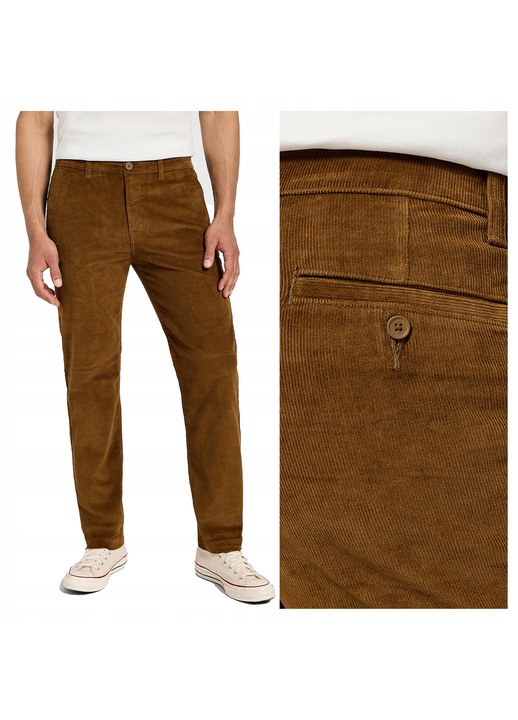 Мъжки къси панталони, Lee, Regular Chino, кройка, средна талия, дълги, джобове, цип, памук, кафяви, Бежов