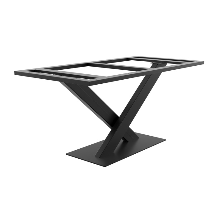 Cadru Masa MetaloPro Sargas Frame, Design X, Negru Mat, 160x80x74 cm