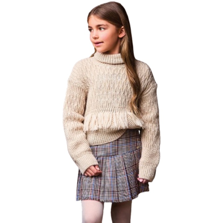 Плисирана мини пола за момичета Sarabanda с каре, кафява, бежова, синя