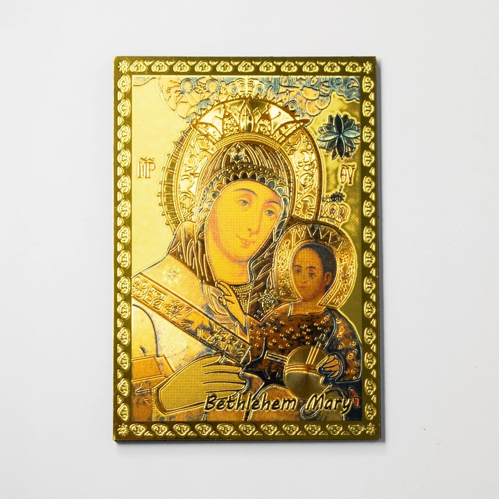 Icoana Maica Domnului Aurita - Certificat de autenticitate – Din Tara Sfanta – 11×16 cm