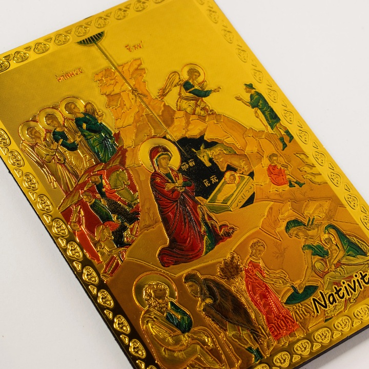 Icoana Nasterea Domnului Aurita - Certificat de autenticitate – Din Tara Sfanta 18x25