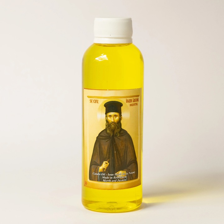 Ulei de Candela „Sfantul Ioan Iacob Hozevitul” – Mireasma de Smirna si Iasomie – Liniste, Rugaciune si Binecuvantare – Din Tara Sfanta