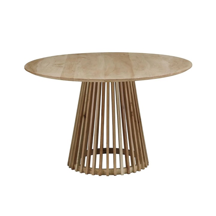 Masa de dining rotunda Ø120 cm maro natur din lemn de mango Altamira Haro