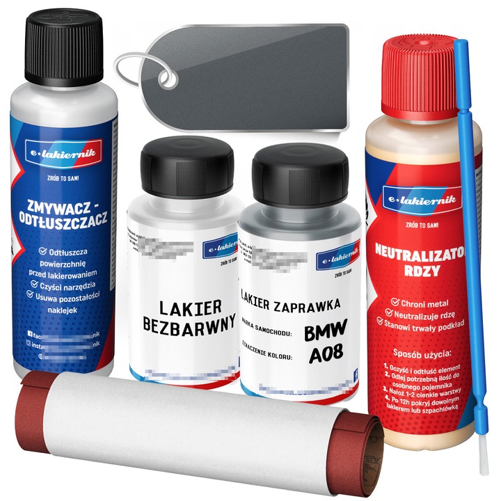 Vopsea auto, Lakiernik, Zestaw pe baza de rugina, BMW A08, gri metalizat