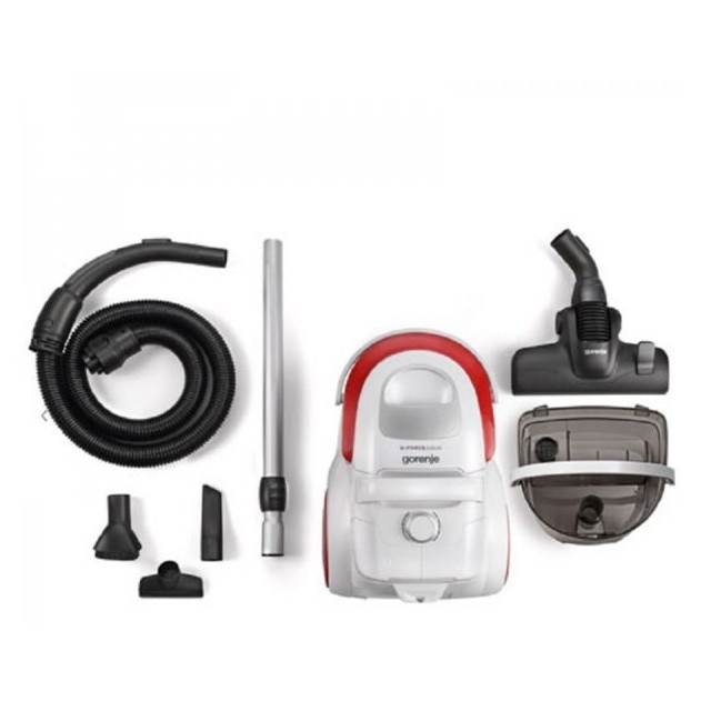 Aspirator Gorenje VCEB01GAWWF, filtrare cu apa, 800 W, 3 L, alb/rosu