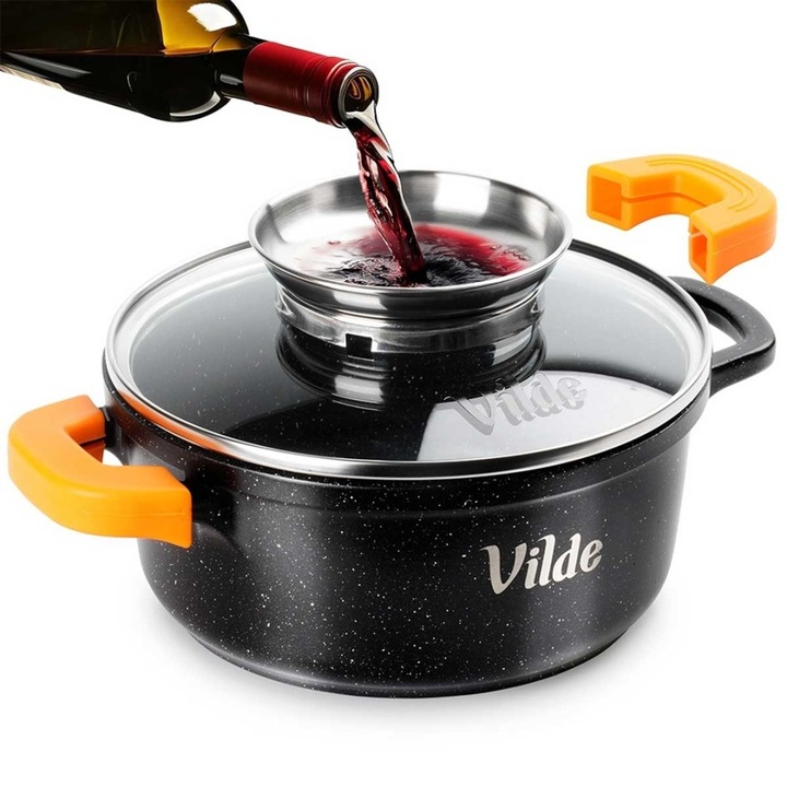 Oala granit 1,2L 16cm cu capac si aromatizator Vilde