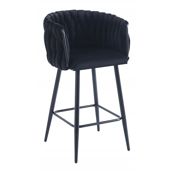 Scaun Furnitex H7-FX, velvet, negru, cadru negru