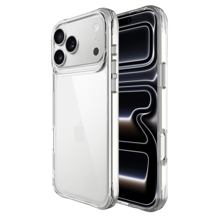 Husa pentru iPhone 17 Pro Pentru Iphone 17 Pro, Respo, Ghost, Constructie Hibrida Durabila Pc + Tpu, Margini Ridicate De Aproximativ 2 Mm, Design Ergonomic, Capace Independente Din Aluminiu Pentru Butoane, Transparenta