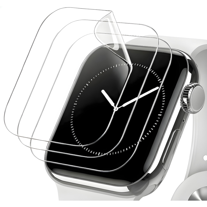 Set 3 x Folie protectie ecran pentru Apple Watch 40mm, SE 1/2/3, Flexibila, Slim, Transparent
