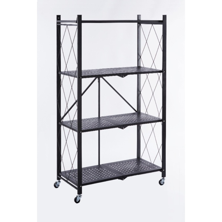 Furnitex Loft fém polc, 4 mozgatható polccal, fekete, 127x72x34cm