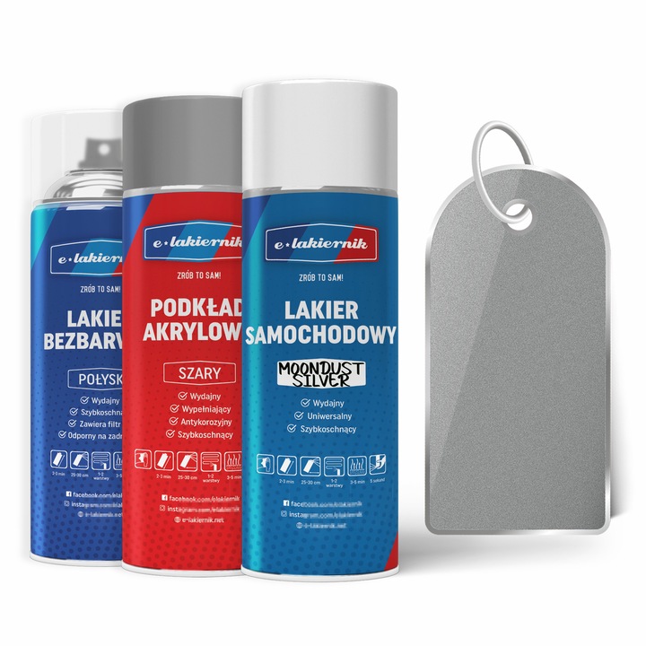Autófesték, e-lakiernik, Autófesték Spray Javítókészlet, ezüst, szett