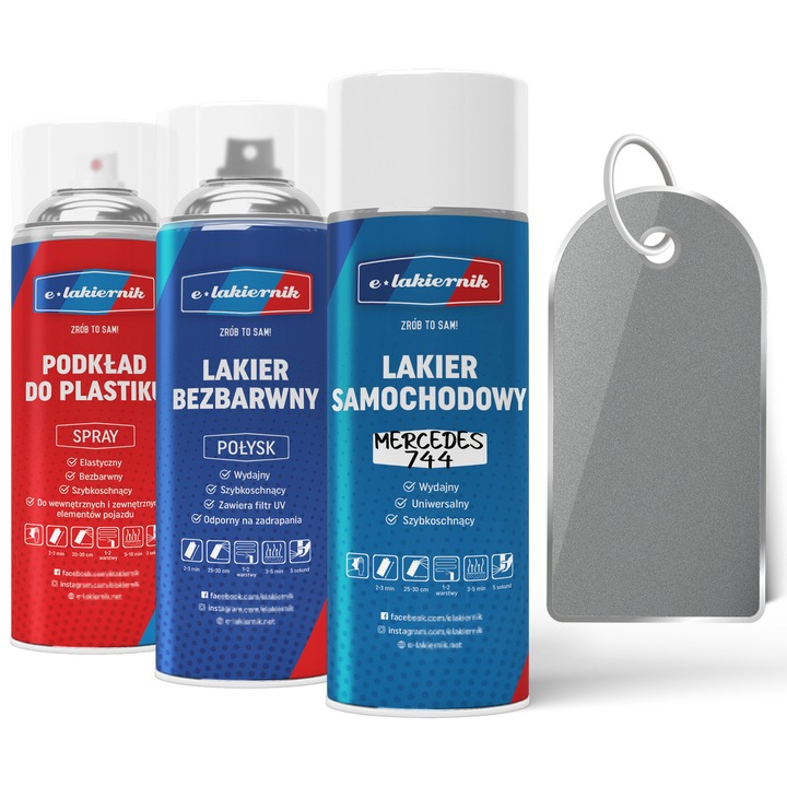Vopsea auto, Zestaw e-lakiernik, Lakier Samochodowy w Sprayu, Briliantsilber, 744