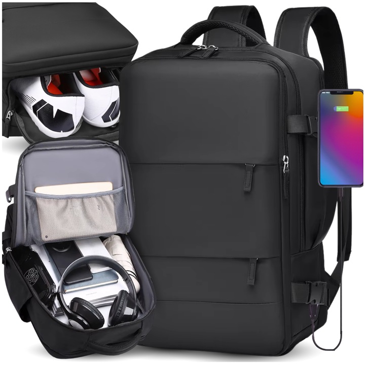 Wizzair utazótáska 40x30x20, USB-vel, kézipoggyász