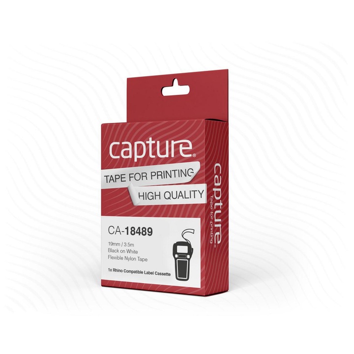 Benzile etichete Capture 19mm x 3.5m alb-negru