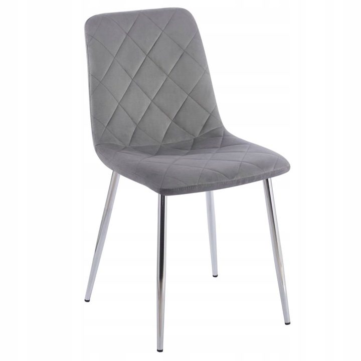 Тапициран стол от велур Furnitex, сив, за кухня или трапезария