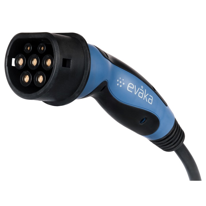 Cablu de incarcare EV, Evaka, Type2-Type2, 22 kW, 5 m, negru