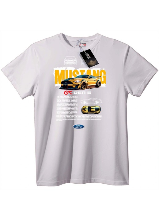 Tricou Mustang GT Gen 6, Alb