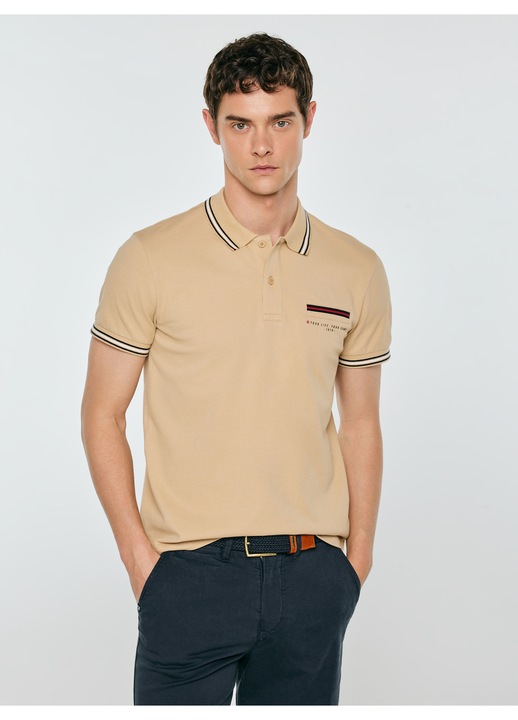 Big Star férfi galléros póló, bézs, piké kötött